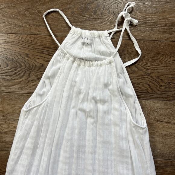 Bella Dahl Halter Maxi Dress Womens Medium White Linen Blend Tiered Flowy Boho - Picture 7 of 13